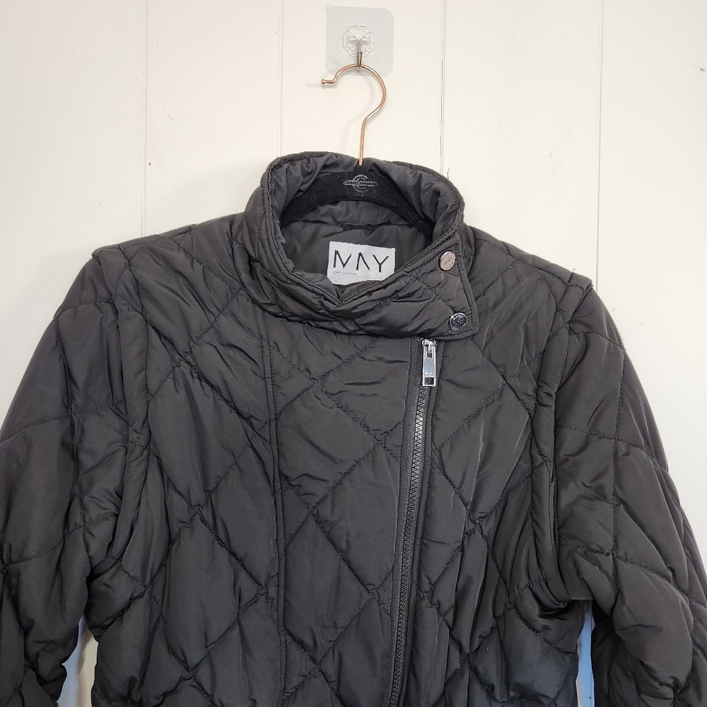 Marc New York Zip Up Moto Winter Jacket Vest Short Puffer Minimalist Coat Black - Picture 7 of 14